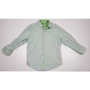 Robert Graham Mens XXL‎ 2XL Blue Green Striped Long Sleeve Button Down